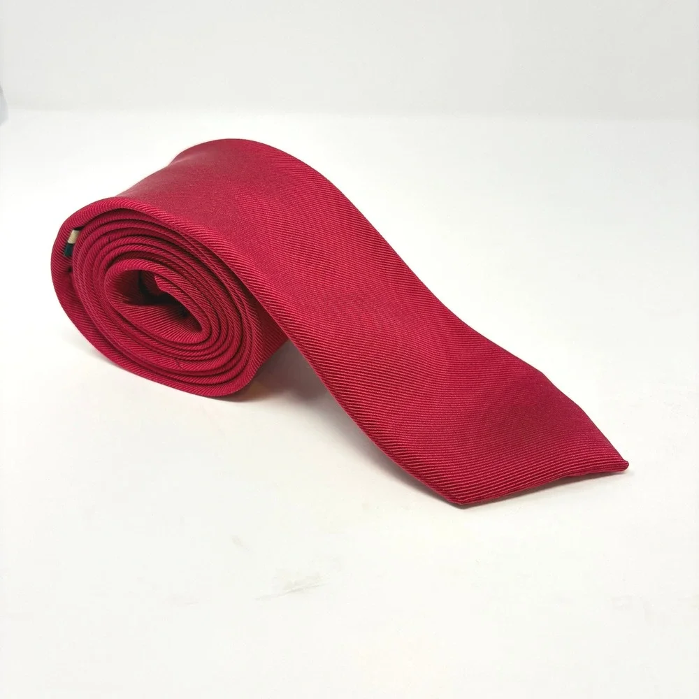 Jos ABank Heritage Collection Red Silk Cotton Blend Stripe Necktie Made in Italy